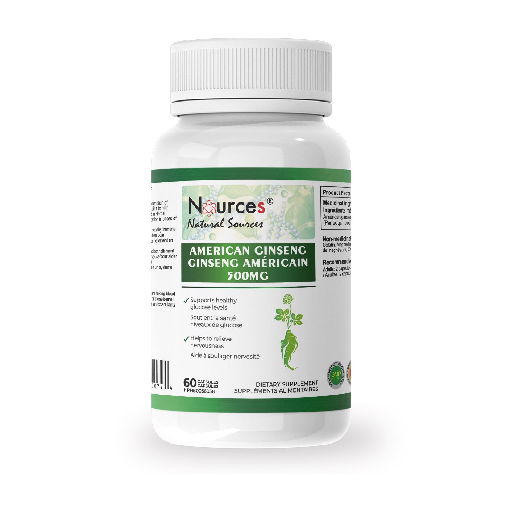 Nources American Ginseng 500 mg 60 Capsules