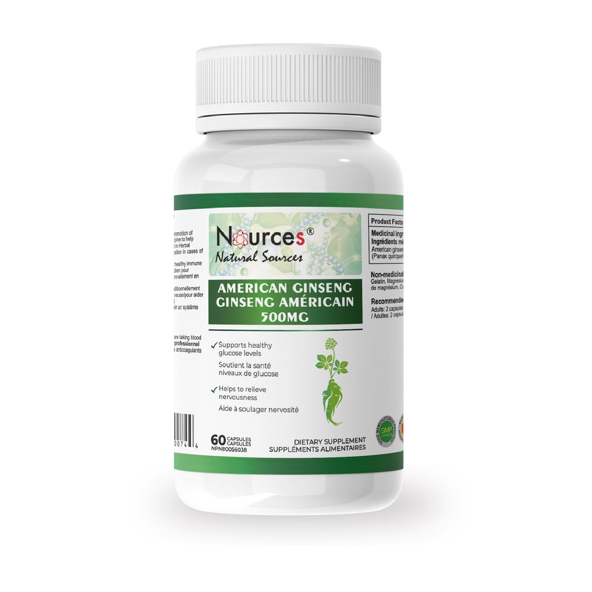 Nources American Ginseng 500 mg 60 Capsules
