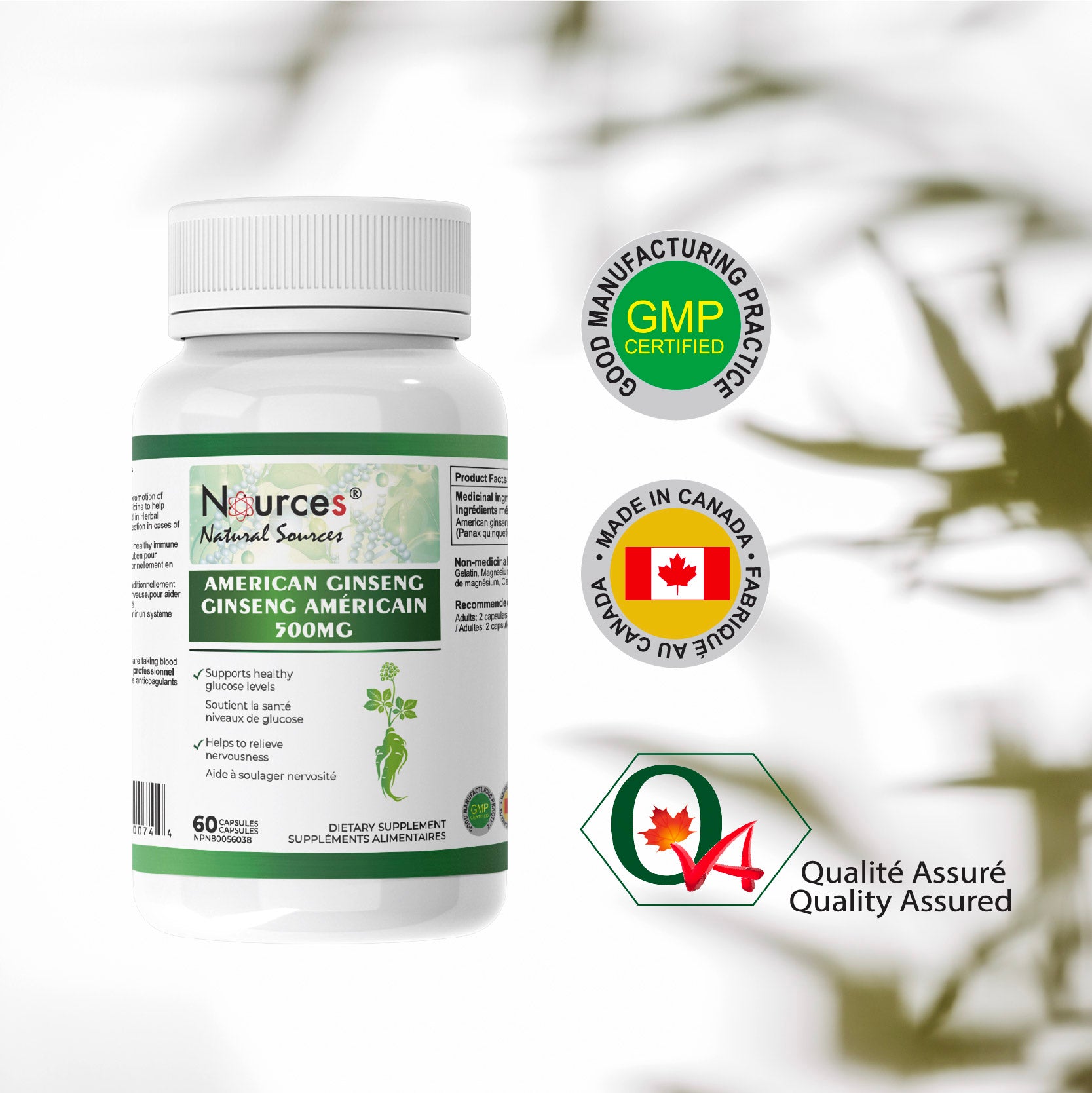 Nources American Ginseng 500 mg 60 Capsules