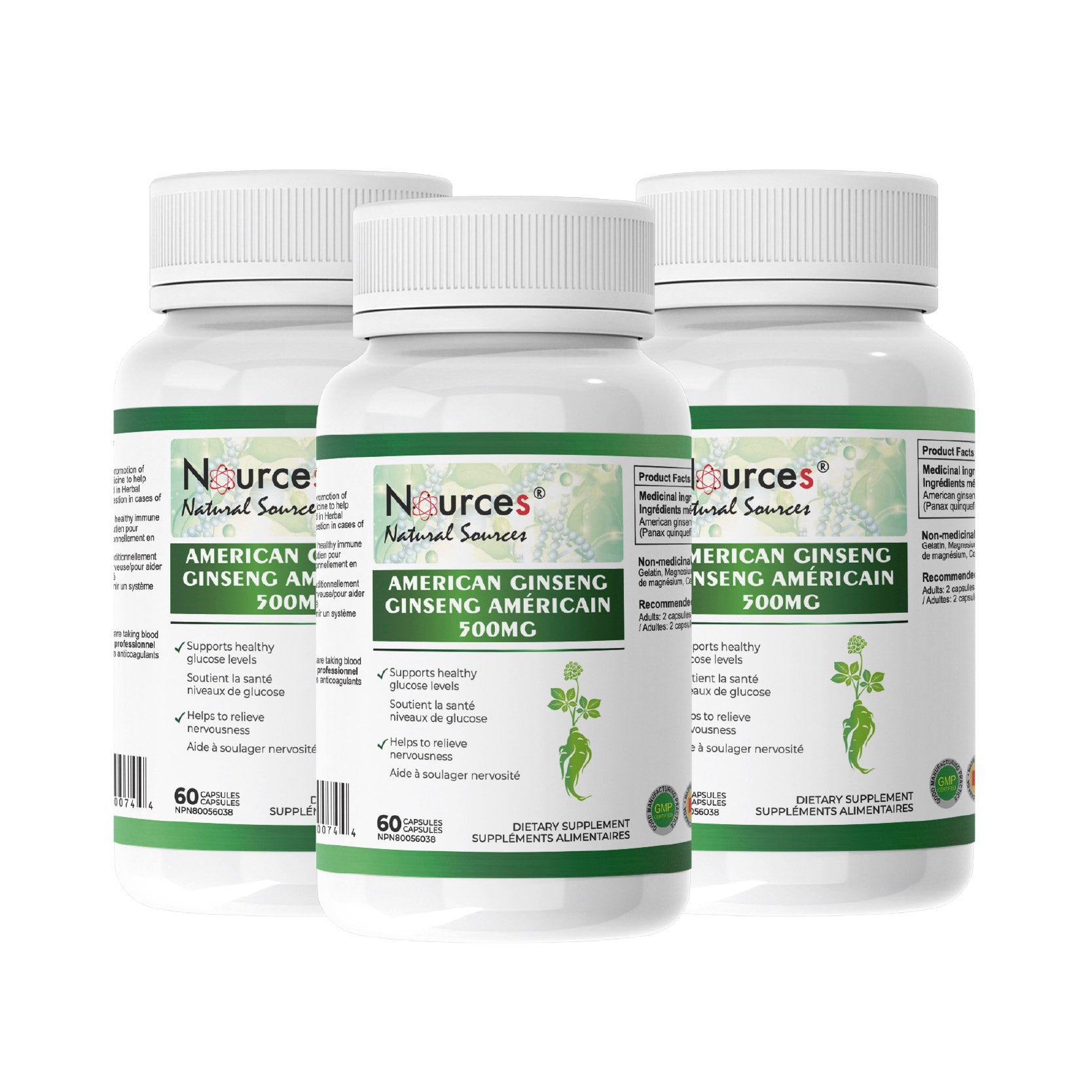 Nources American Ginseng 500 mg 60 Capsules